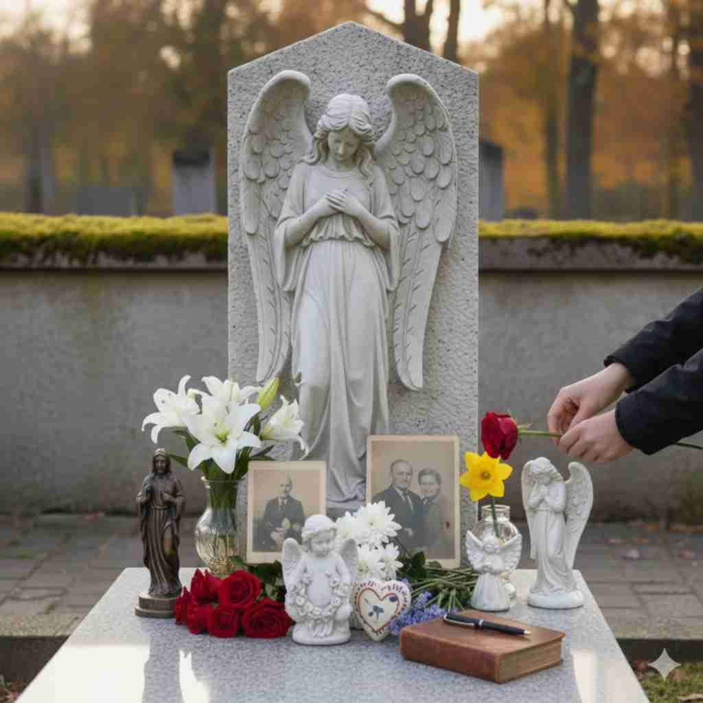 Symboliczne upamiętnienie bliskich – znicz, kwiaty i spokojna atmosfera jako wyraz pamięci i więzi