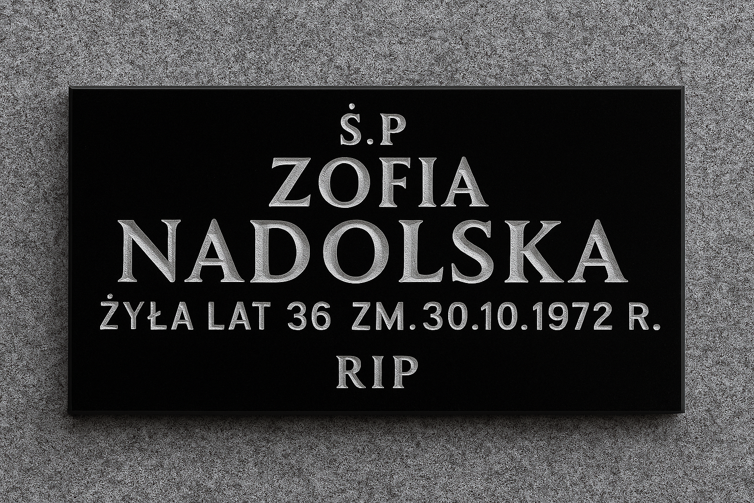 Tablica nagrobkowa dla 1 osoby w orientacji poziomej, ciemny granit